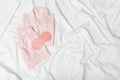 Warm pink kit for sleeping. Soft cotton t-shirt and shorts. Comfortable clothes for healthy sleep