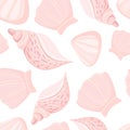 Warm pink seashells seamless pattern. Abstract marine wallpaper