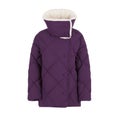 Warm purple women`s winter jacket with large collar