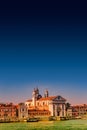 Warm reddish sunset over amazing Venetian Grand Channel, Venice, Italy, summer time Royalty Free Stock Photo