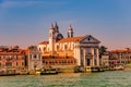 Warm reddish sunset over amazing Venetian Grand Channel, Venice, Italy, summer time Royalty Free Stock Photo