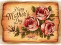 Warm and Rustic Mothers Day Card with Hand-Drawn Rose Bouquet Royalty Free Stock Photo