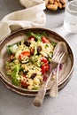 Warm salad with bulgur, vegetables and leaves Royalty Free Stock Photo