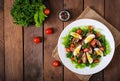 Warm salad with chicken liver, green beans, eggs, tomatoes Royalty Free Stock Photo
