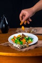 Warm salad with croutons Royalty Free Stock Photo