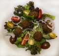 Warm salad with falafel