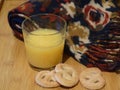 Warm scarf, sugar pretzels and orange juice.