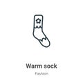 Warm sock outline vector icon. Thin line black warm sock icon, flat vector simple element illustration from editable fashion Royalty Free Stock Photo