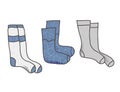 Warm socks set. Vector casual footwears collection
