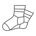Warm socks thin line icon, Winter clothes concept, sock sign on white background, Winter socks icon in outline style for