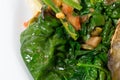 Warm spinach salad with leeks