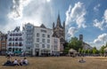 Warm summer day with blue sky in cologne buildings ans square north rhine-westphalia