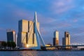 Rotterdam cityscape during twilight with dramatic sky Royalty Free Stock Photo