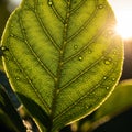 By warm sunlight the leaf s translucent texture is highlighted Royalty Free Stock Photo