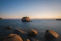 Long Exposure sunset at Bonsai Rock, Lake Tahoe Royalty Free Stock Photo