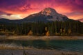 Warm Sunrise Glowing Over Mountains At Barrier Lake Royalty Free Stock Photo