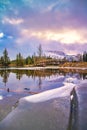 Warm Sunrise Sky Over Cascade Ponds Royalty Free Stock Photo