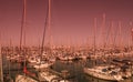 A Warm Sunset in the Barcelona Port, Spain, summer