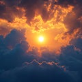 Warm sunset embrace Divine glow through clouds, concept of serenity