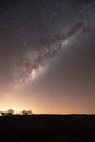 Warm sunset glow and full milky way night shot from Southern Argentina in Patagonia Royalty Free Stock Photo