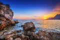 Warm sunset Gradac in Croatia Royalty Free Stock Photo