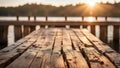 Warm sunset illuminating a rugged dock softly blurred in the background, creating a tranquil and scenic atmosphere Royalty Free Stock Photo