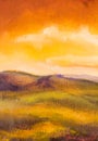 Warm sunset in mountains artistic painting background. Royalty Free Stock Photo