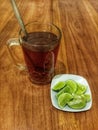Warm tea mixed with lime juice feels refreshing when you drink it Royalty Free Stock Photo