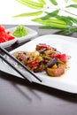 Warm thai salad on white plate Royalty Free Stock Photo