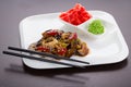 Warm thai salad on white plate Royalty Free Stock Photo