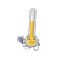 Warm thermometer in doctor cartoon character with tools Royalty Free Stock Photo