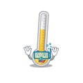 Warm thermometer mascot design concept wearing diving glasses Royalty Free Stock Photo