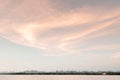 Warm tone sunset sky over Mae Khong river in Nakhon Phanom. Natural border between Thailand and Laos Royalty Free Stock Photo