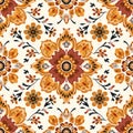 Warm Toned Floral Tile Illustration with Rustic Charm