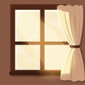 Warm-toned illustration of a window with sunlight streaming through. The window Royalty Free Stock Photo
