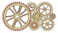 Warm Toned Interlocking Gears System Illustration, vector design Generative AI Royalty Free Stock Photo