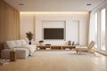 Warm tones of modern living room interior with minimal art decor design, Home interior concept, contemporary room Royalty Free Stock Photo