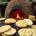 Warm Traditional Flatbreads from a Clay Oven Royalty Free Stock Photo