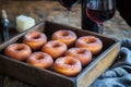 A warm tray of roscos de vino with wine flavored donuts. Royalty Free Stock Photo