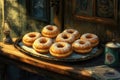 A warm tray of rosquillas tontas with plain donuts. Royalty Free Stock Photo