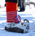 Warm unta shoes. Shoes of the peoples of north Eskimostiefel oder Inuitstiefel Royalty Free Stock Photo