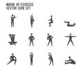 Warm up Exercise Yoga Fitness Vector Icon Set