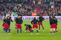 Warm-up of FC Barcelona players Royalty Free Stock Photo