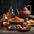 Teapot of Fragrant and Spicy Salabat Tea with Savory Snacks