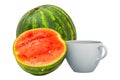 Warm watermelon drink with fresh watermelon, 3D rendering