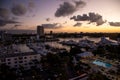 Sunset view sailboats and Yachts docked in the canals of Fort Lauderdale Florida.