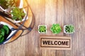 Warm welcome sign for business concept. wooden welcome sign Royalty Free Stock Photo