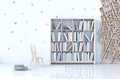 Warm white reading room. 3D render