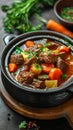 Warm and wholesome Delicious beef and vegetable stew simmering