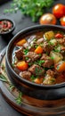 Warm and wholesome Delicious beef and vegetable stew simmering